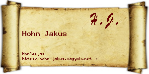 Hohn Jakus névjegykártya